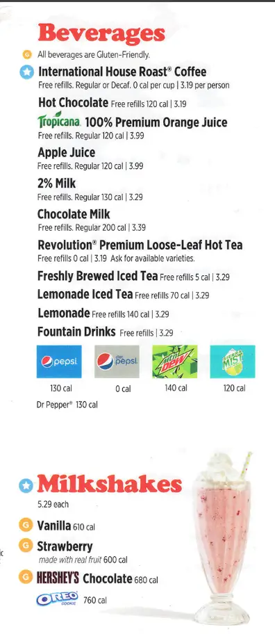 IHOP Beverages Menu