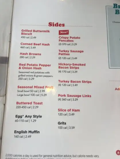 IHOP Sides Menu